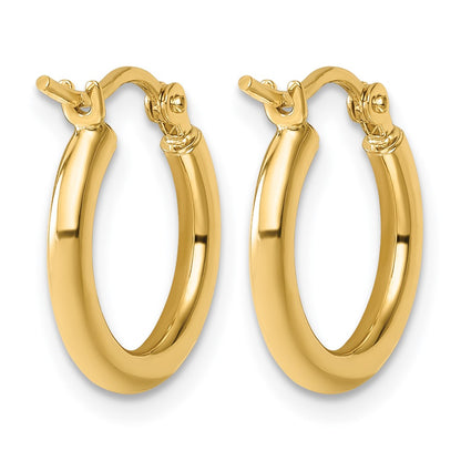 14K Yellow Gold Polished 2X15mm Hoop Earrings