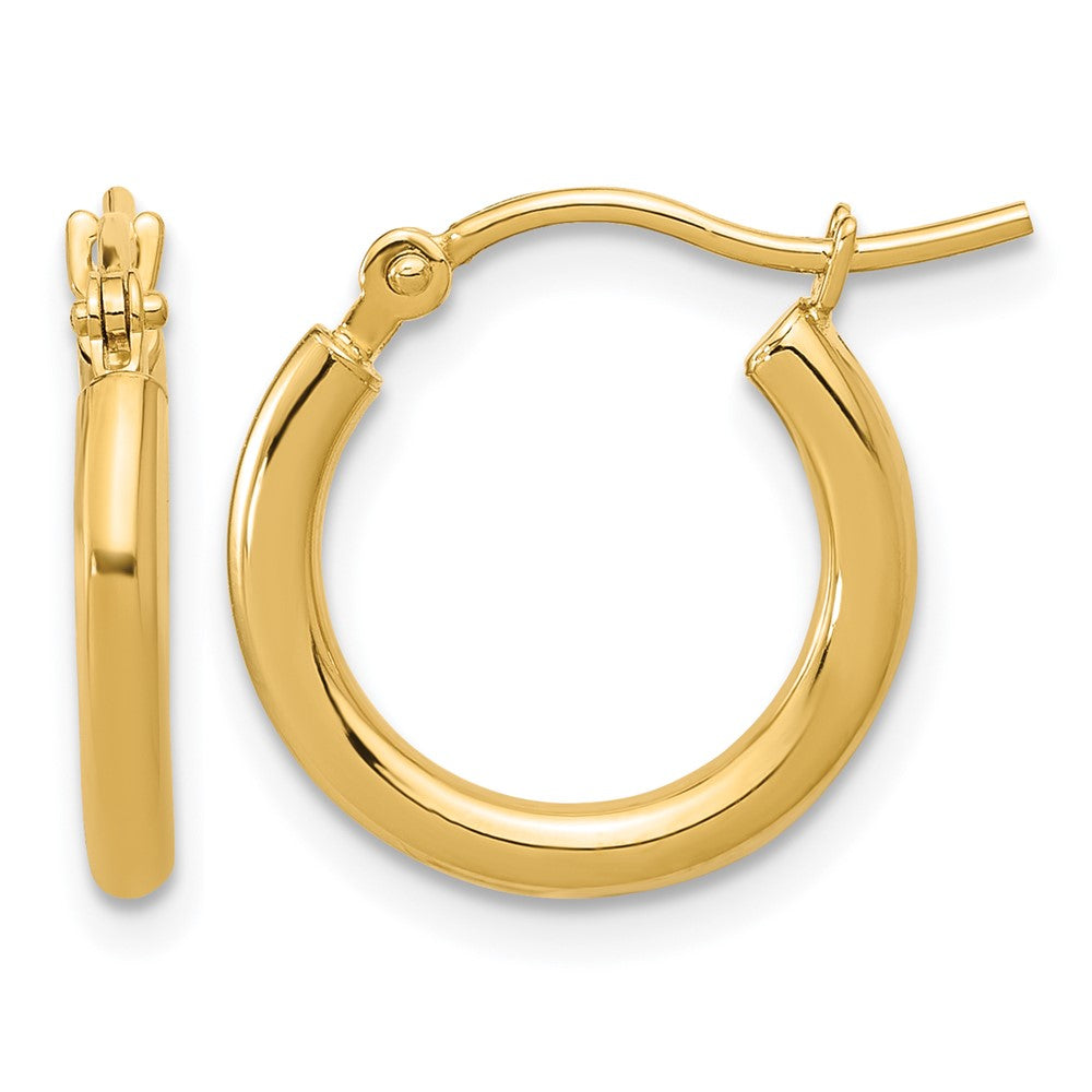 14K Yellow Gold Polished 2X15mm Hoop Earrings