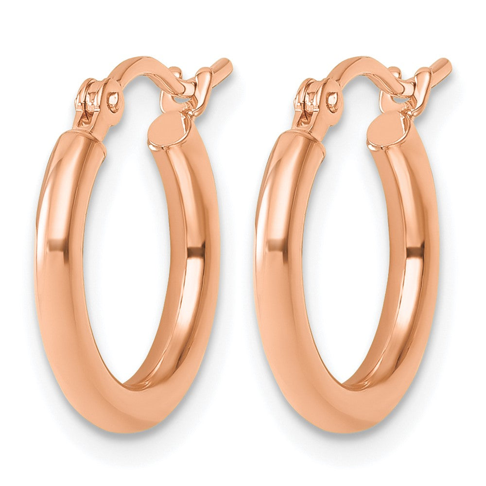 14K Rose Gold Polished 2X15mm Hoop Earrings