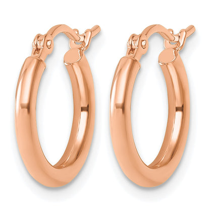 14K Rose Gold Polished 2X15mm Hoop Earrings