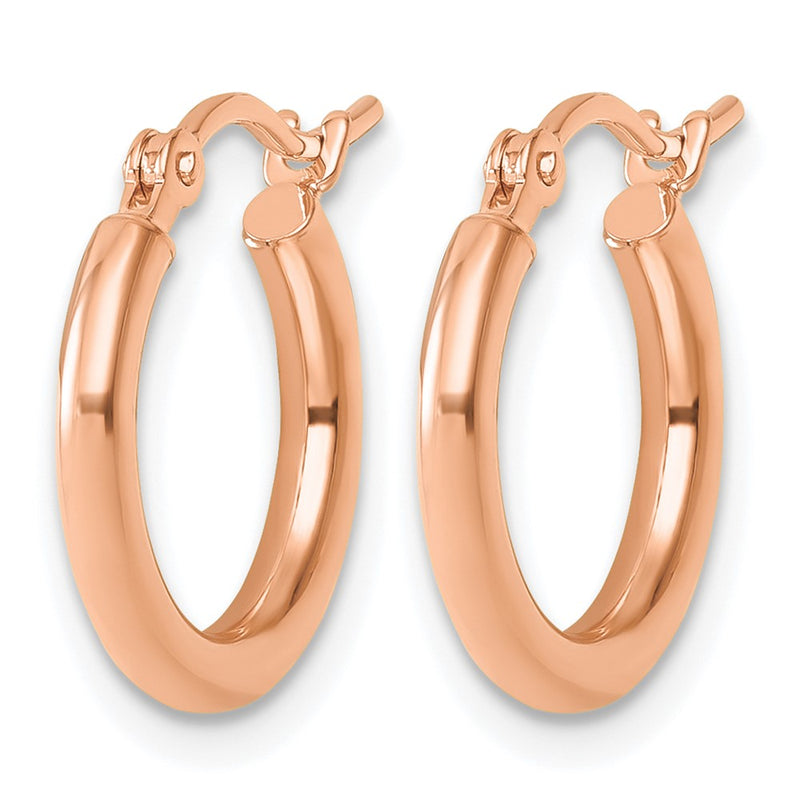 14K Rose Gold Polished 2X15mm Hoop Earrings