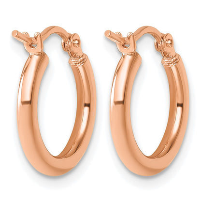 14K Rose Gold Polished 2X15mm Hoop Earrings