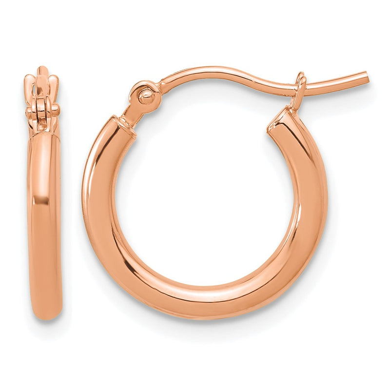 14K Rose Gold Polished 2X15mm Hoop Earrings