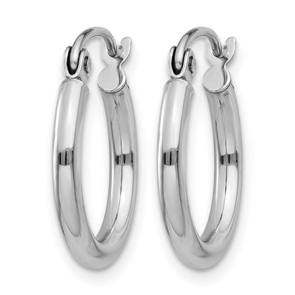 14K White Gold Polished 2X15mm Hoop Earrings