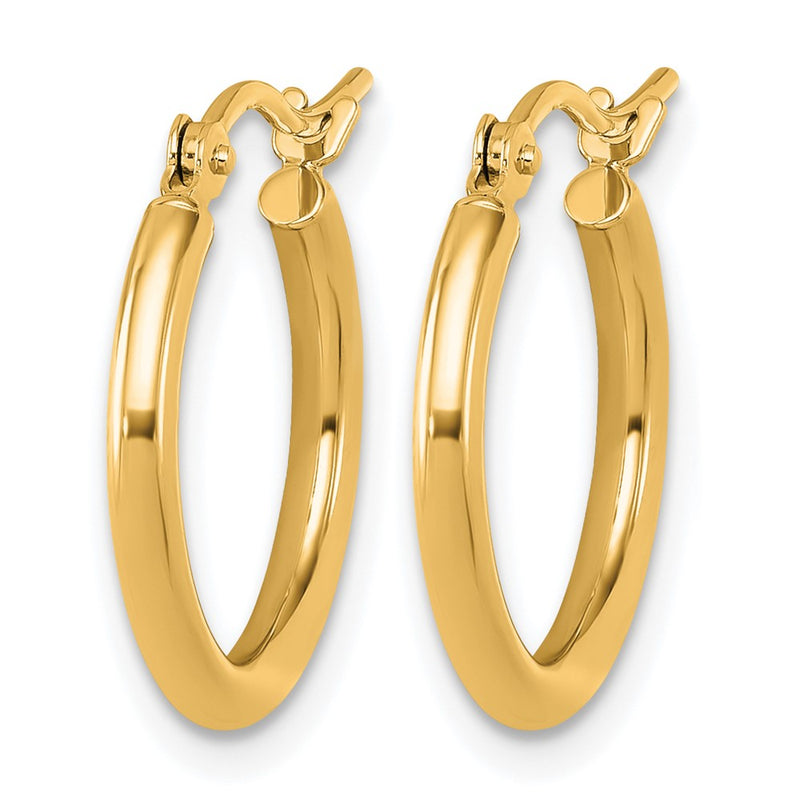 14K Yellow Gold Polished 2X17.5mm Hoop Earrings