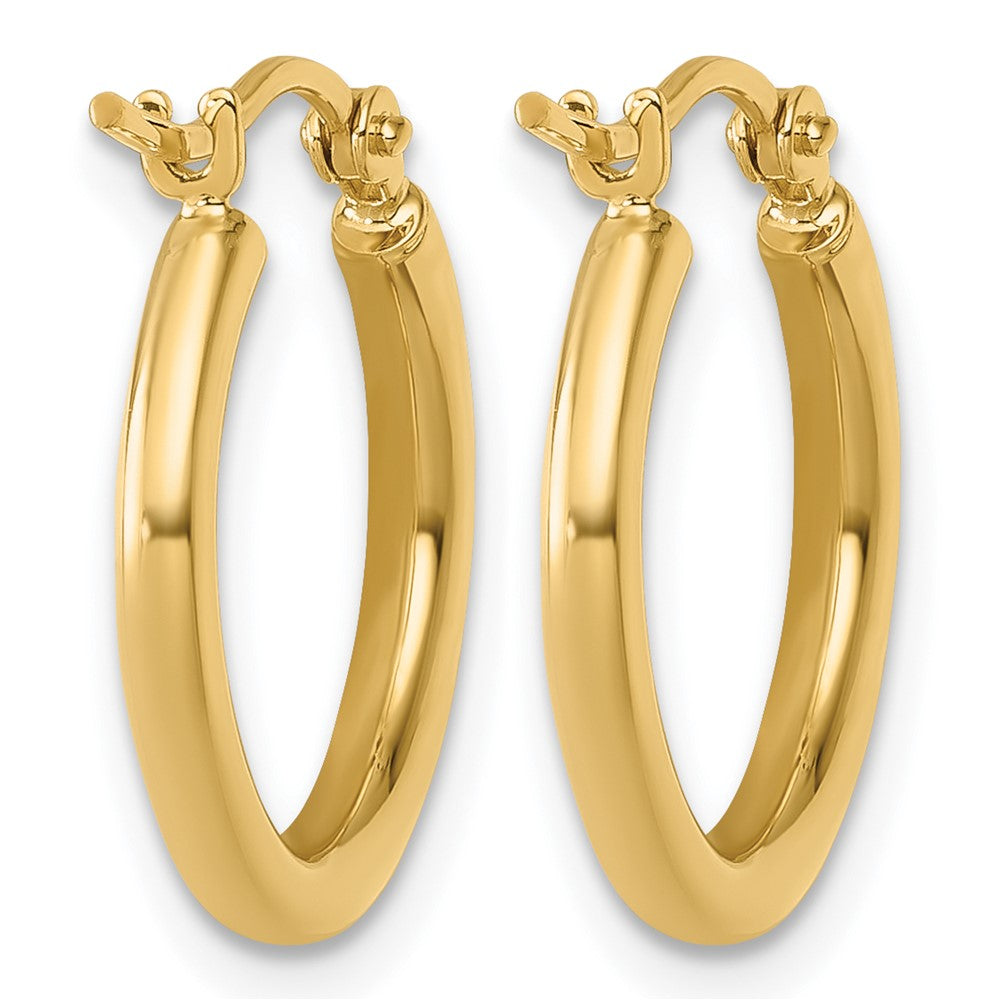 14K Yellow Gold Polished 2X17.5mm Hoop Earrings