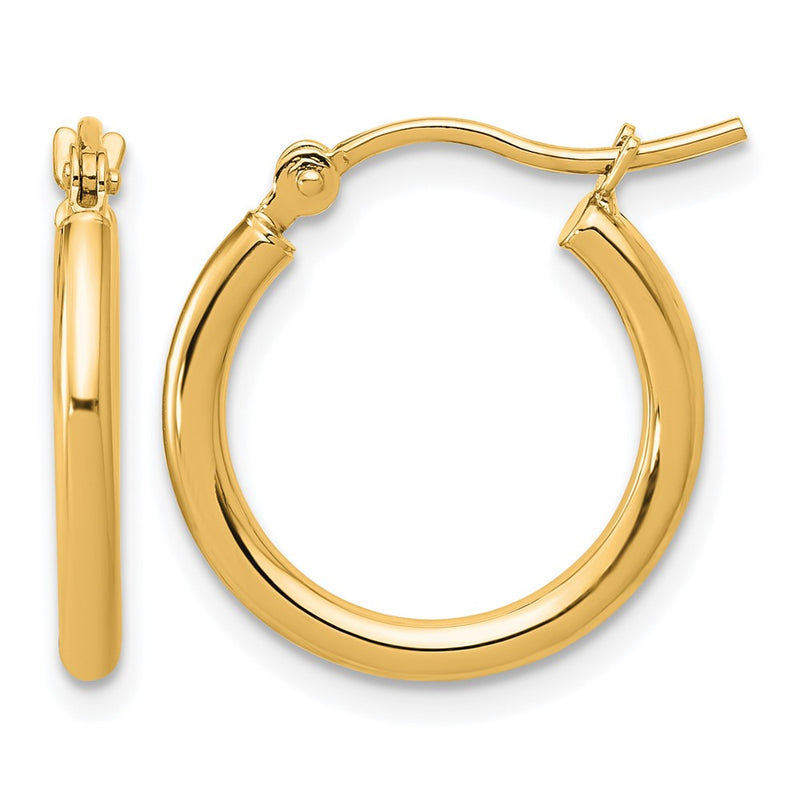 14K Yellow Gold Polished 2X17.5mm Hoop Earrings