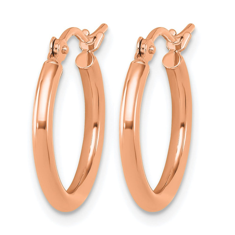 14K Rose Gold Polished 2X17.5mm Hoop Earrings