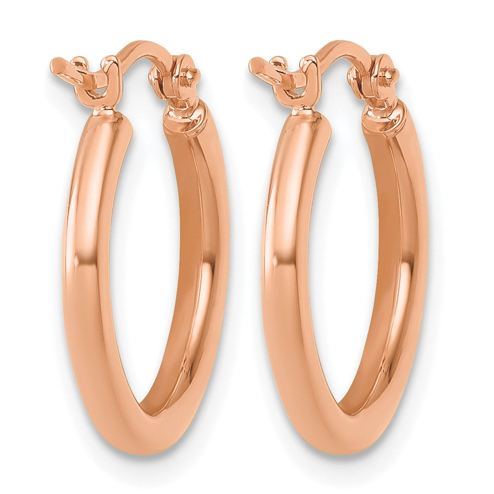 14K Rose Gold Polished 2X17.5mm Hoop Earrings