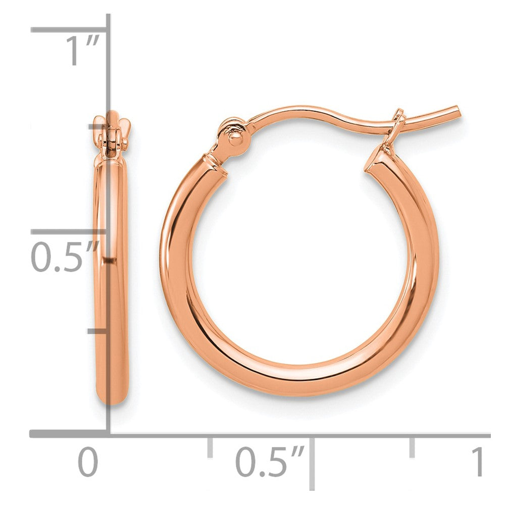 14K Rose Gold Polished 2X17.5mm Hoop Earrings