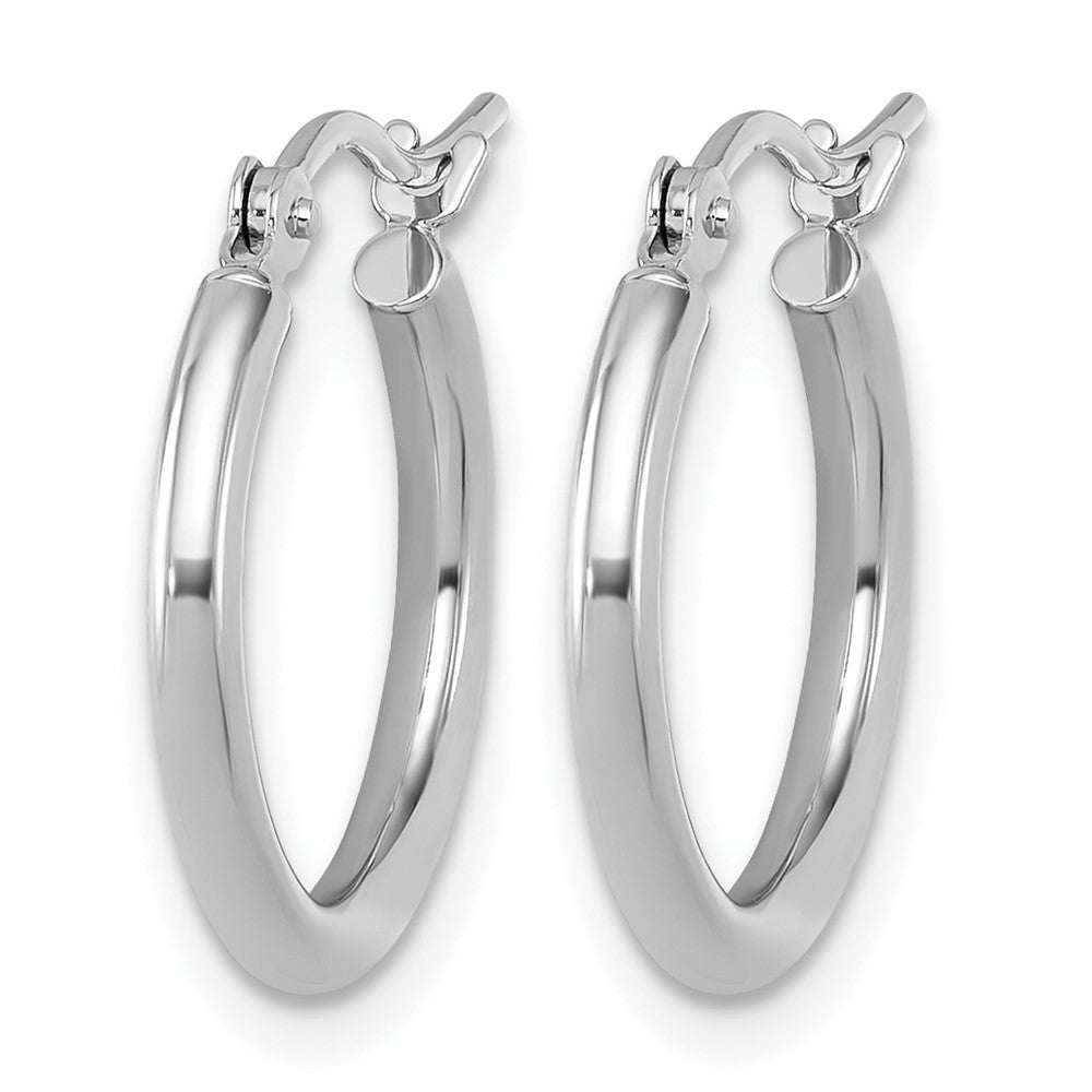 14K White Gold Polished 2X17.5mm Hoop Earrings