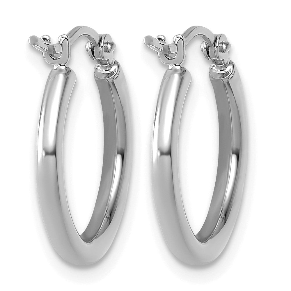 14K White Gold Polished 2X17.5mm Hoop Earrings