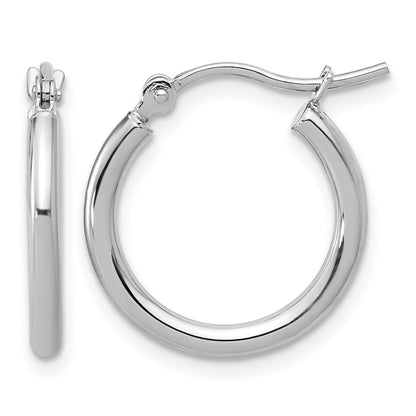 14K White Gold Polished 2X17.5mm Hoop Earrings