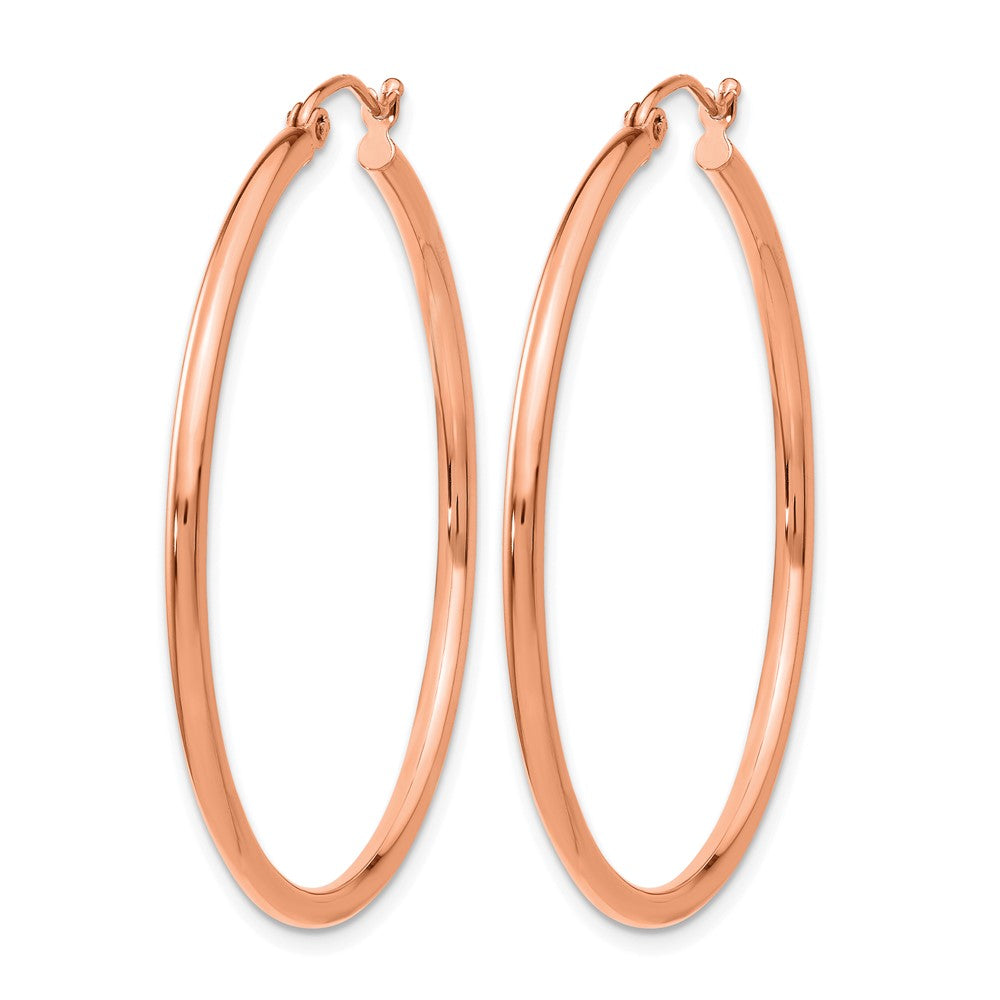 14K Rose Gold Polished 2X40mm Hoop Earrings