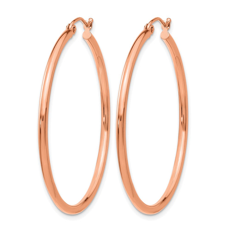 14K Rose Gold Polished 2X40mm Hoop Earrings