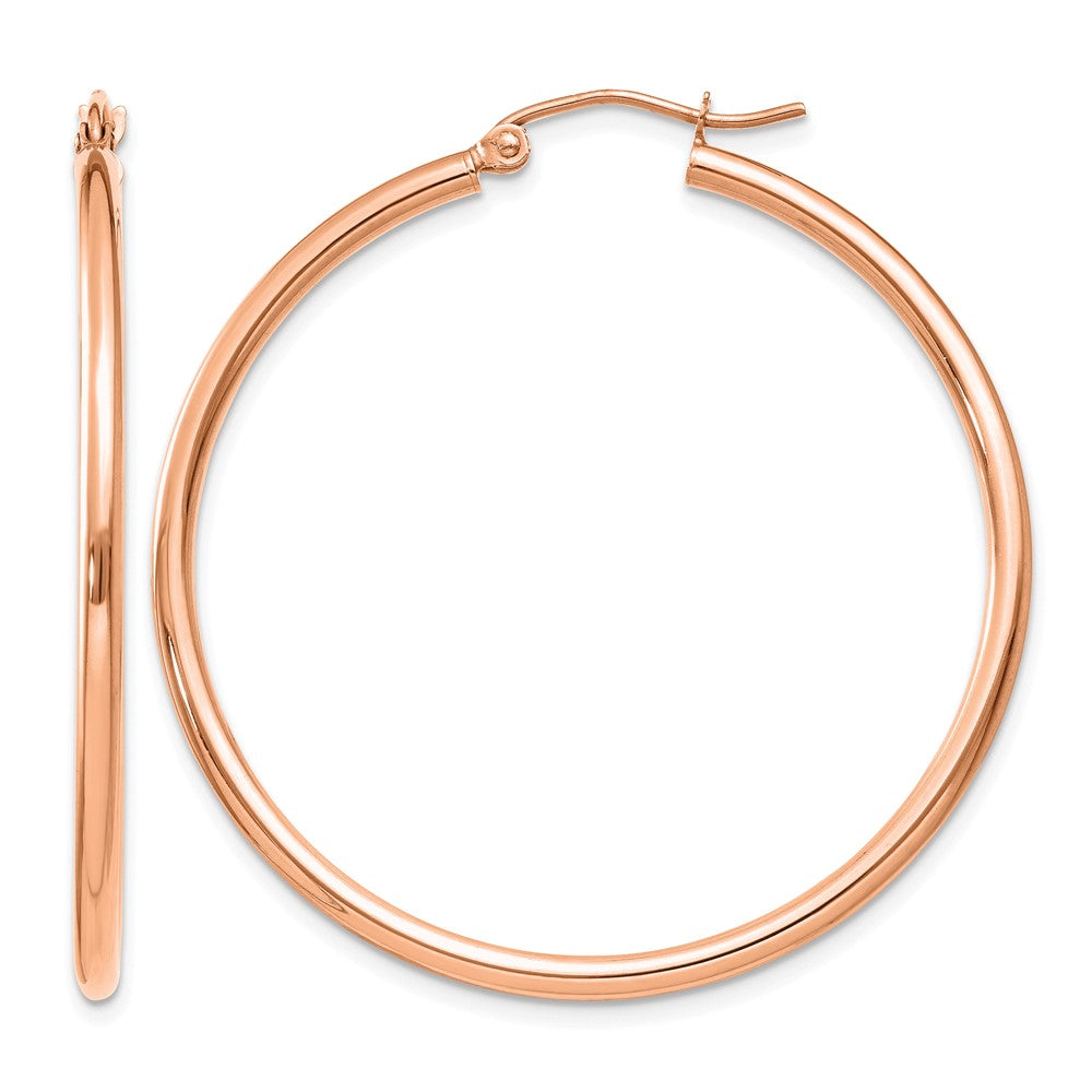 14K Rose Gold Polished 2X40mm Hoop Earrings