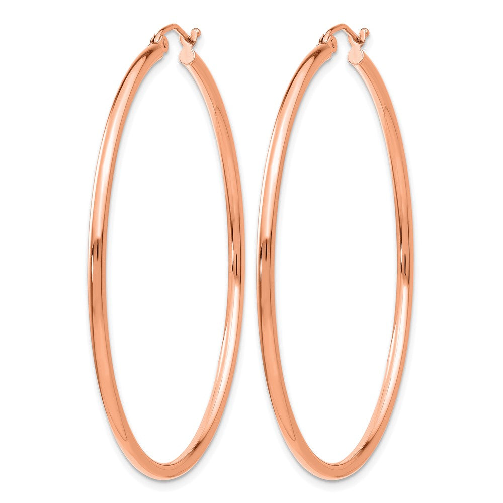 14K Rose Gold Polished 2X50mm Hoop Earrings