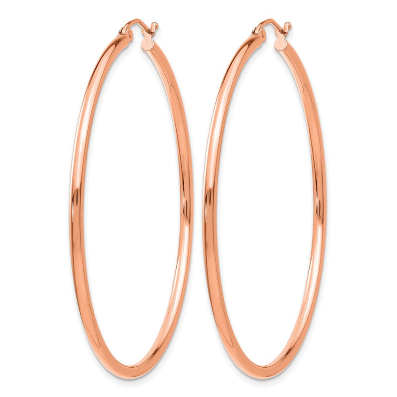 14K Rose Gold Polished 2X50mm Hoop Earrings