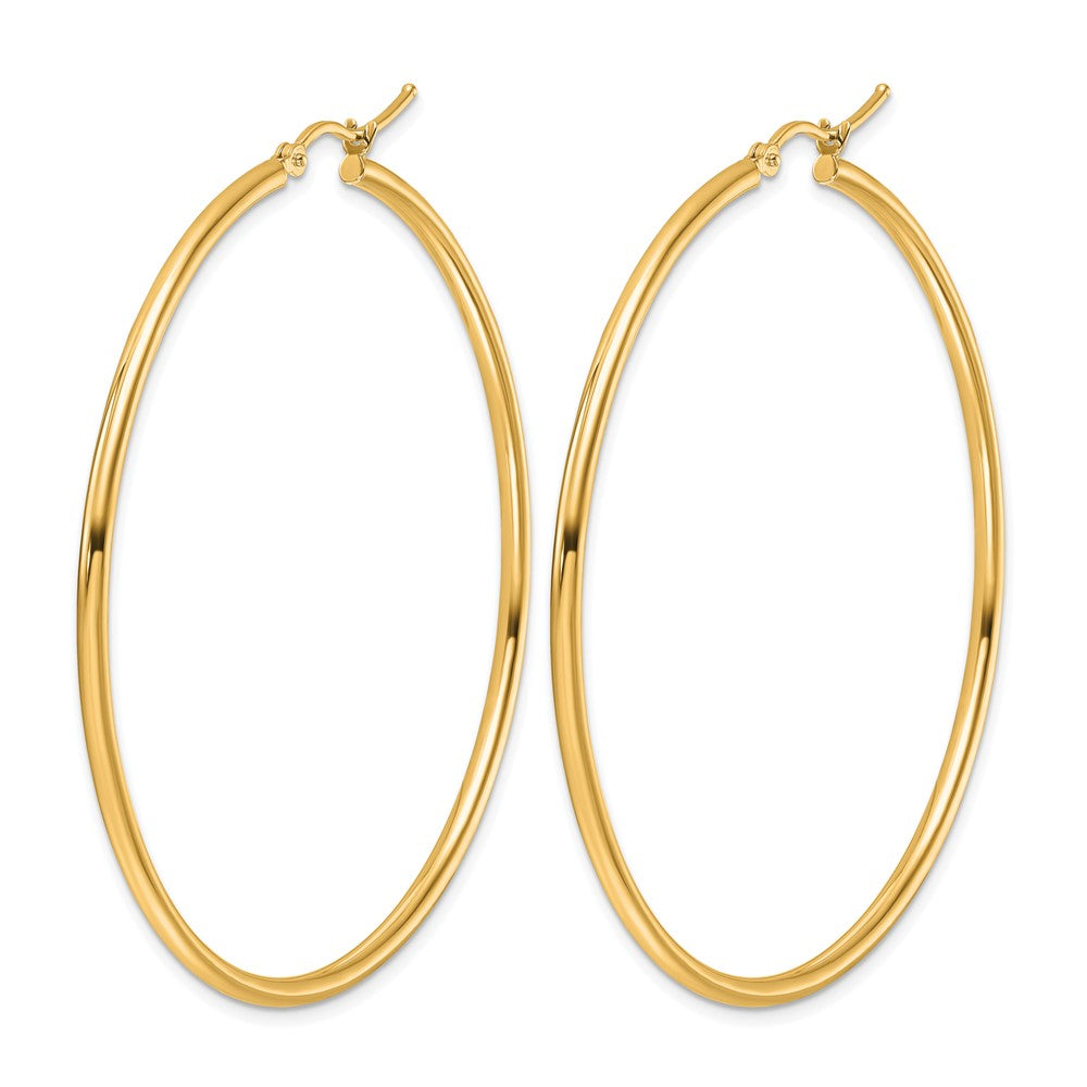 14K Yellow Gold Polished 2X55mm Hoop Earrings