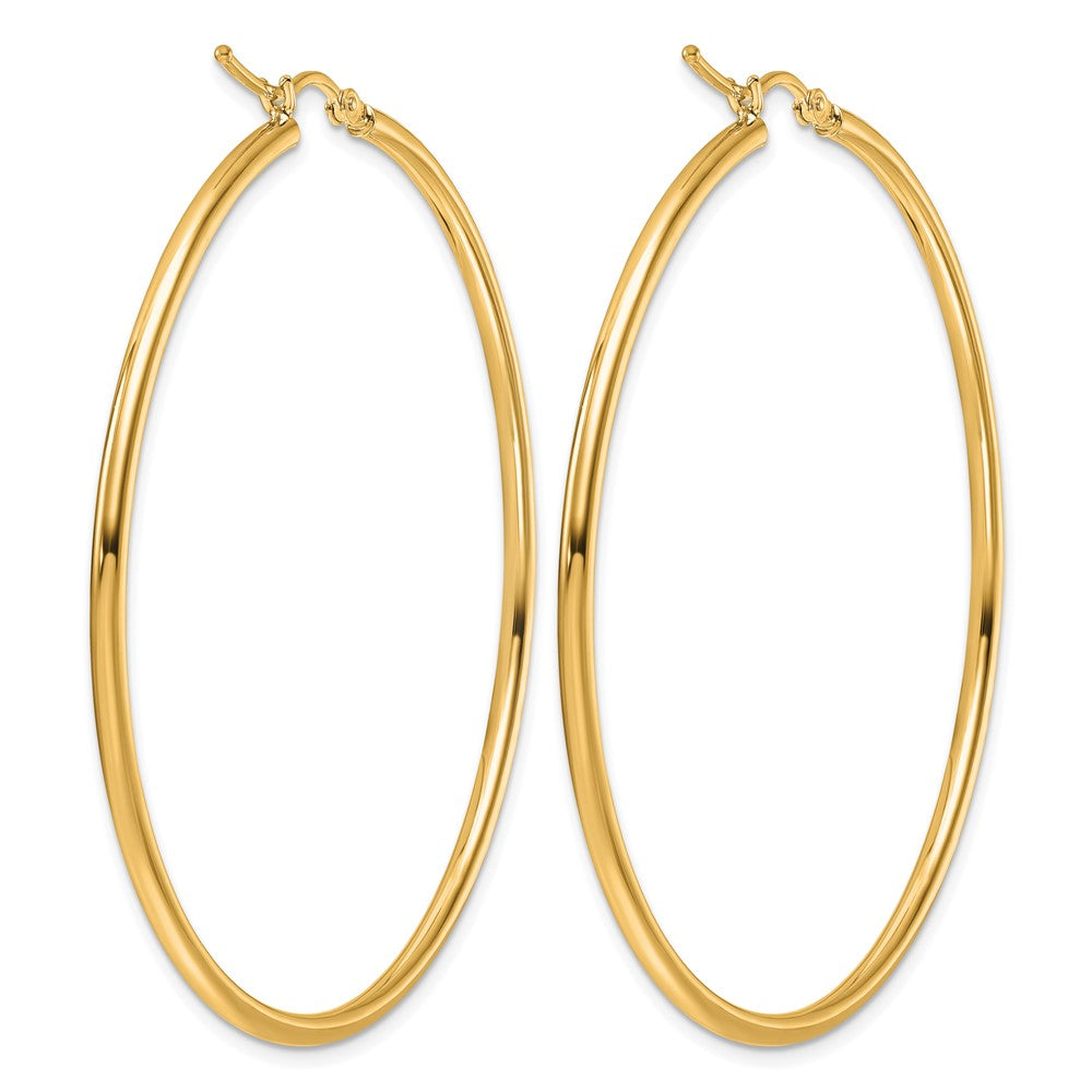 14K Yellow Gold Polished 2X55mm Hoop Earrings