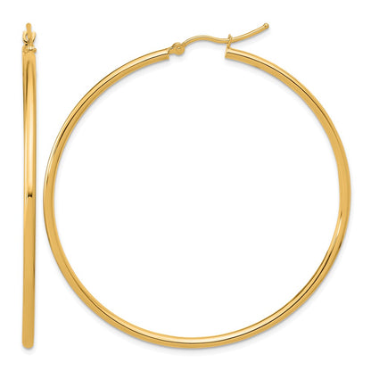 14K Yellow Gold Polished 2X55mm Hoop Earrings