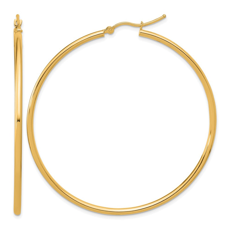 14K Yellow Gold Polished 2X55mm Hoop Earrings
