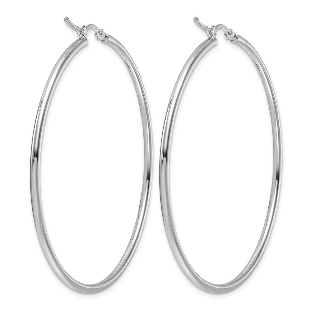 14K White Gold Polished 2X55mm Hoop Earrings