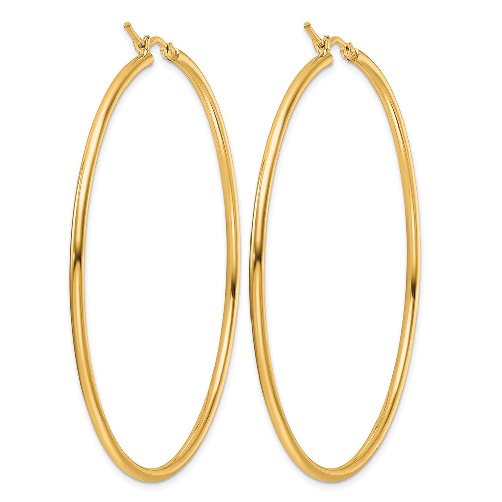 14K Yellow Gold Polished 2X60mm Hoop Earrings