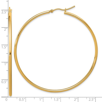 14K Yellow Gold Polished 2X60mm Hoop Earrings
