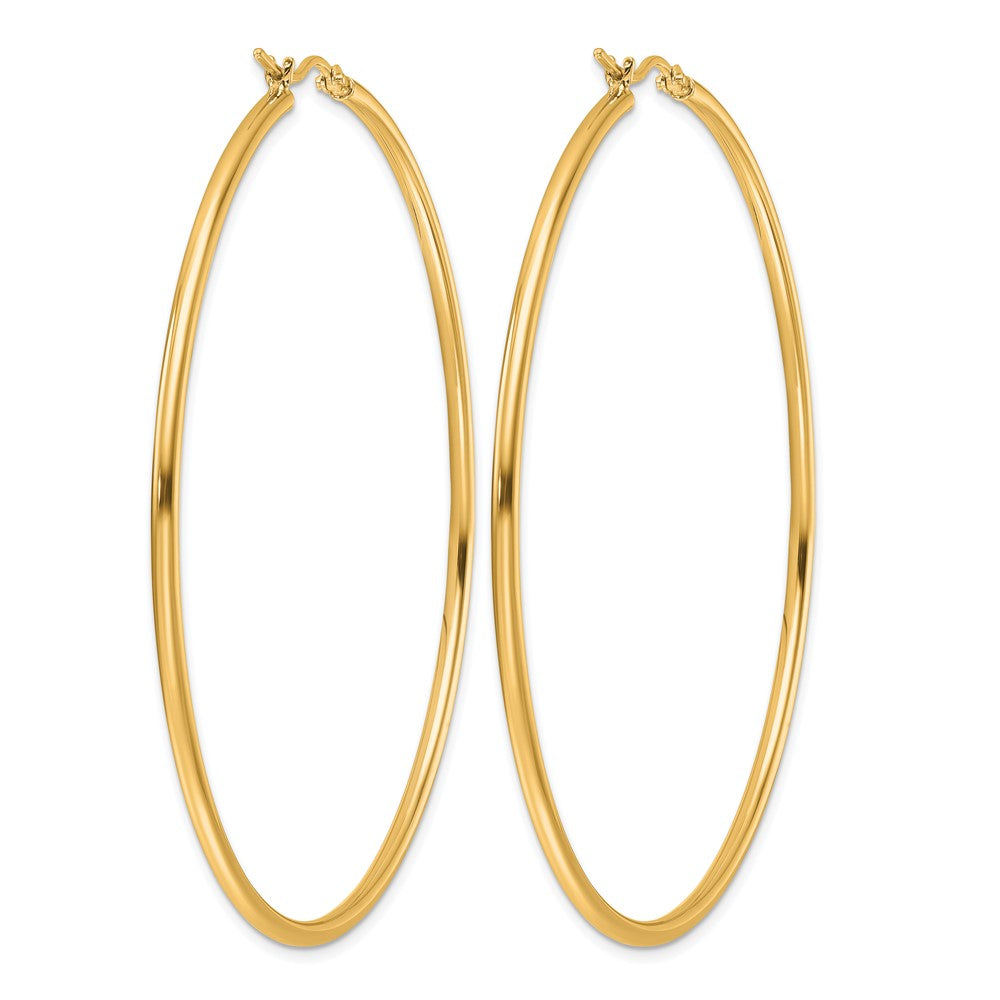 14K Yellow Gold Polished 2X65mm Hoop Earrings