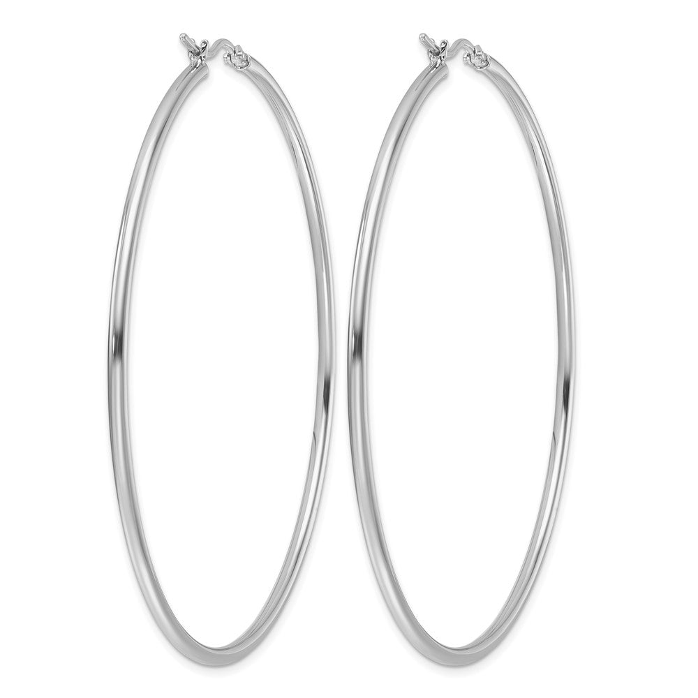 14K White Gold Polished 2X65mm Hoop Earrings