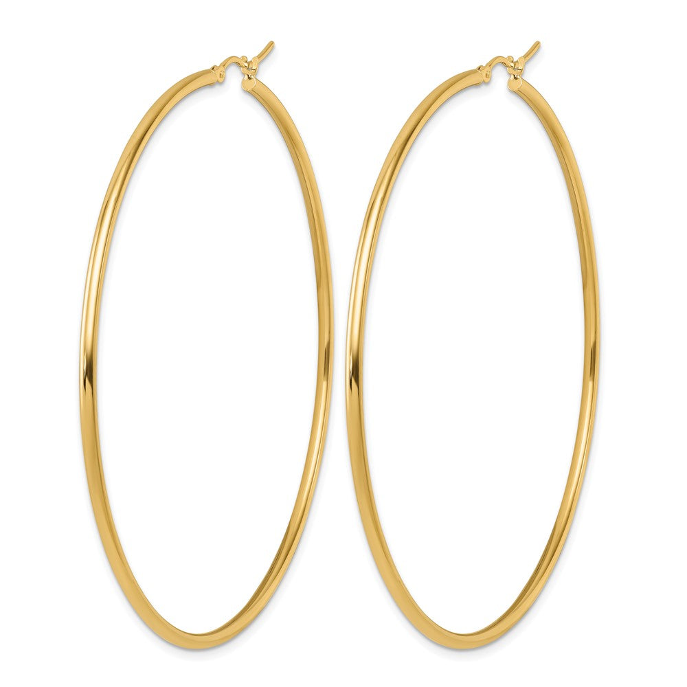 14K Yellow Gold Polished 2X70mm Hoop Earrings