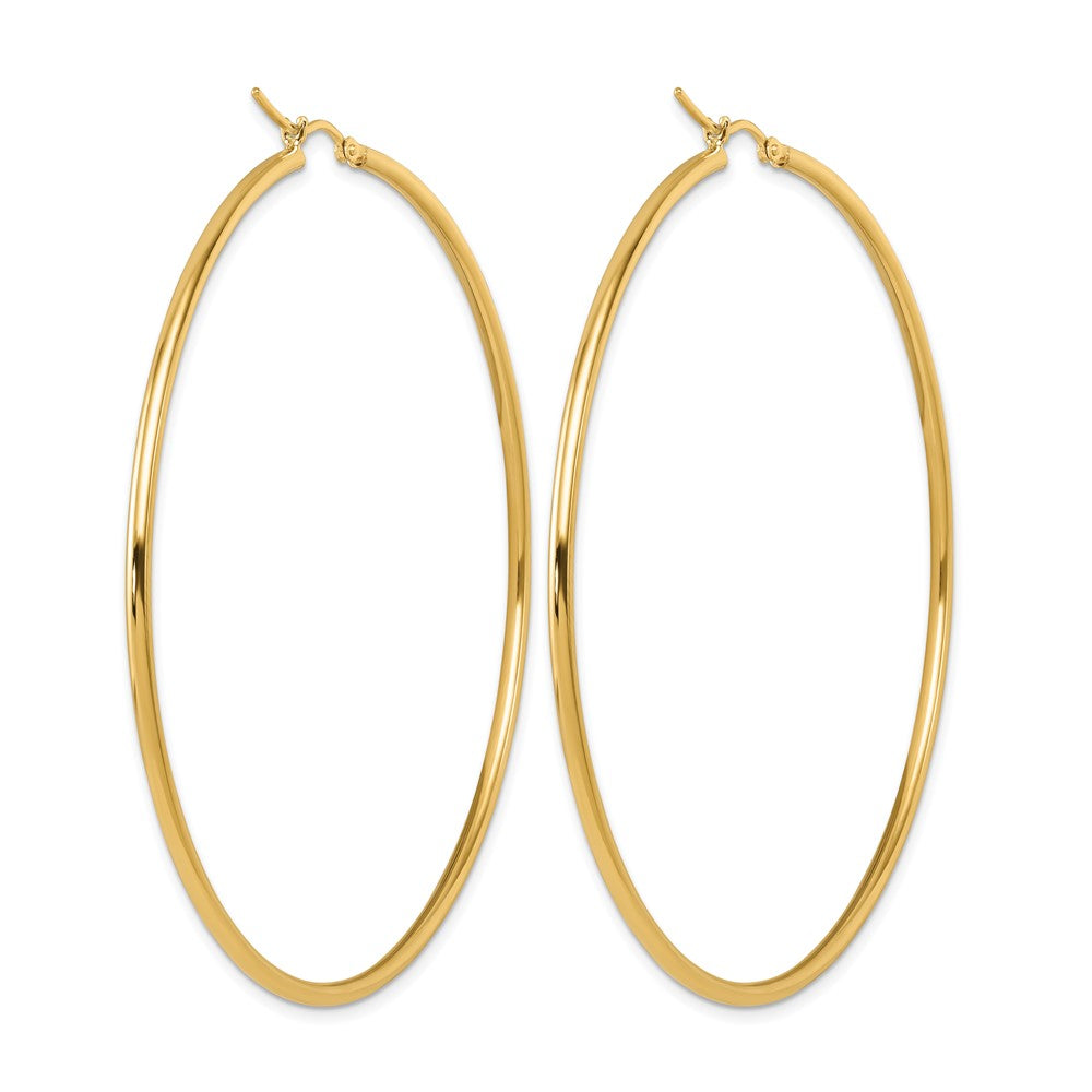 14K Yellow Gold Polished 2X70mm Hoop Earrings