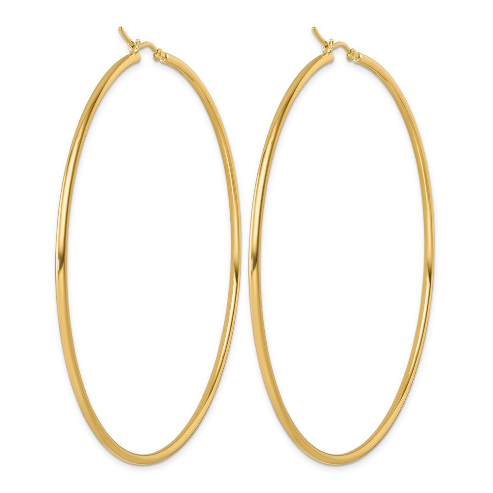 14K Yellow Gold Polished 2X75mm Hoop Earrings