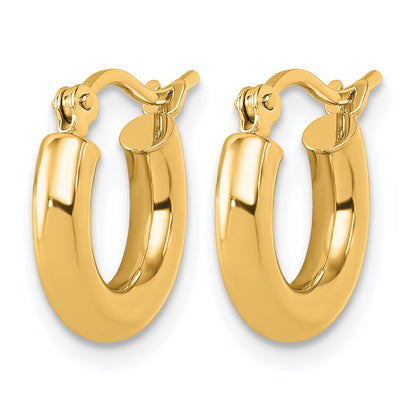 14K Yellow Gold Polished 3mm Hoop Earrings