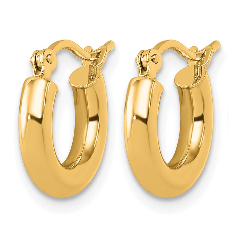 14K Yellow Gold Polished 3mm Hoop Earrings