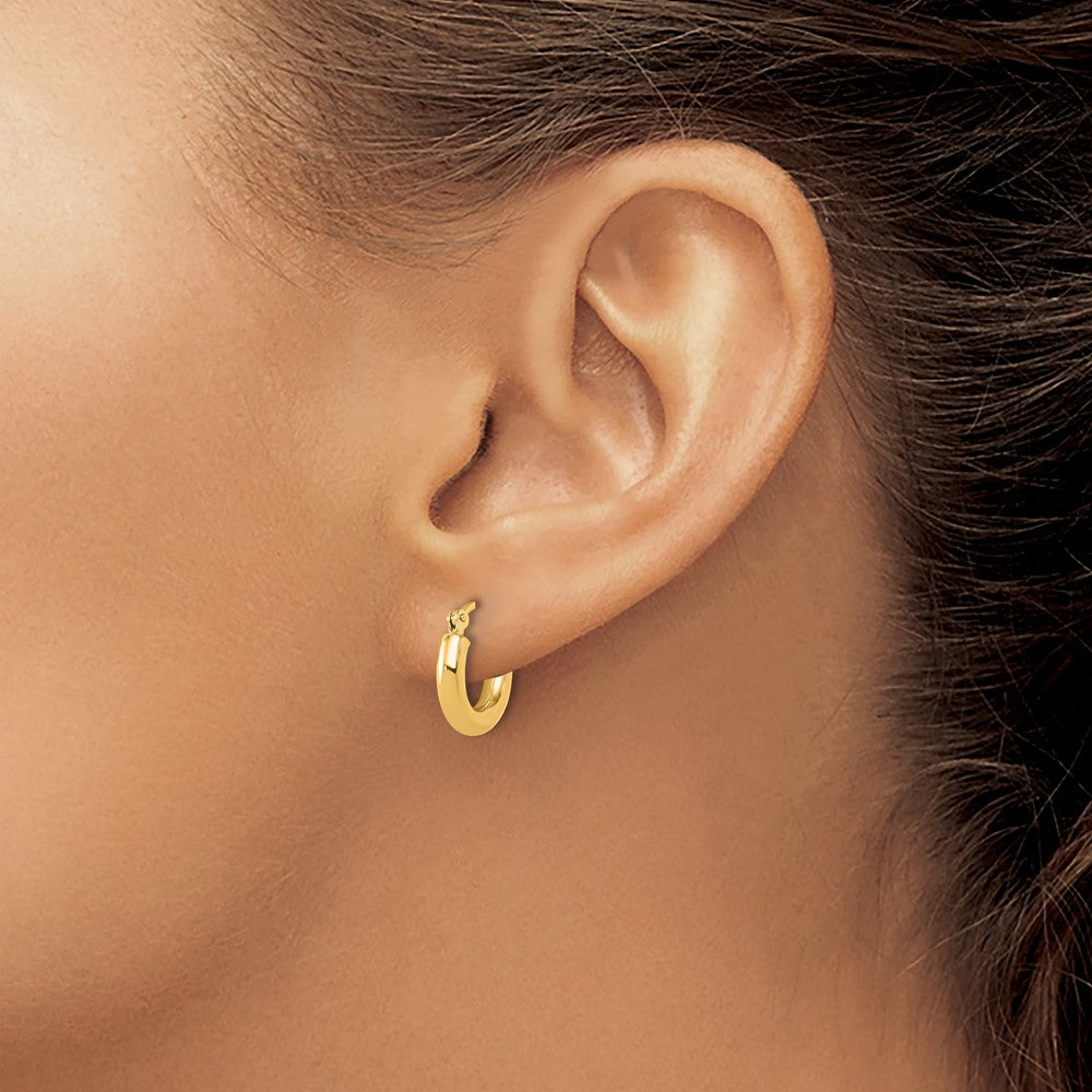14K Yellow Gold Polished 3mm Hoop Earrings