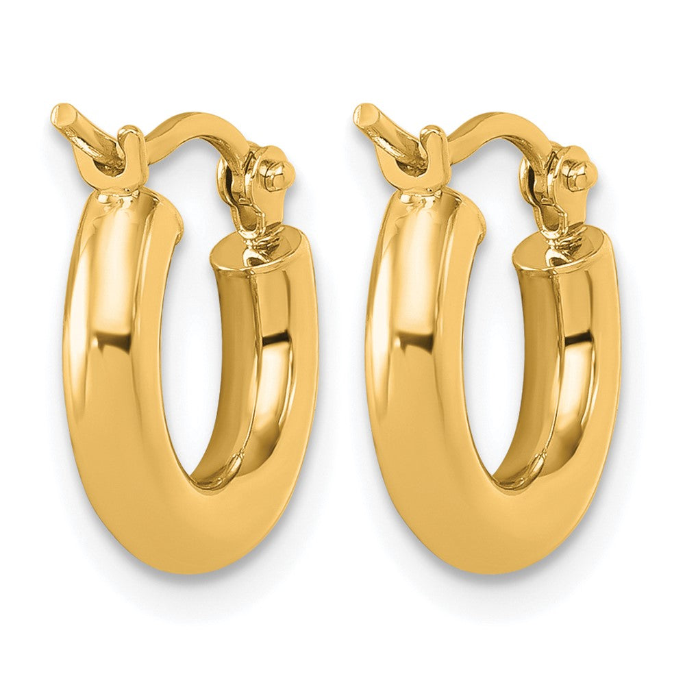 14K Yellow Gold Polished 3mm Hoop Earrings