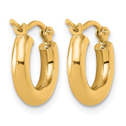 14K Yellow Gold Polished 3mm Hoop Earrings