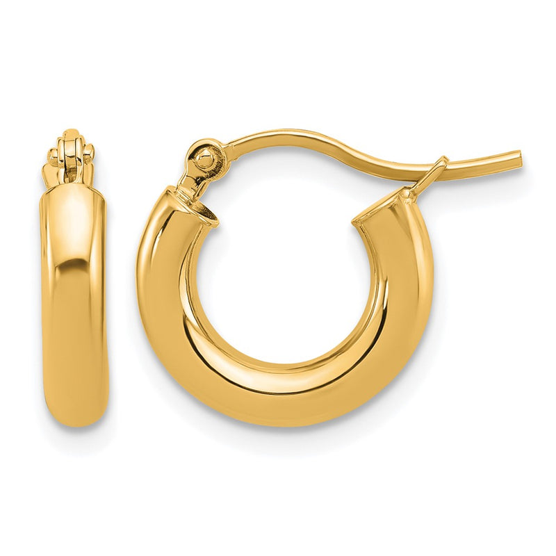 14K Yellow Gold Polished 3mm Hoop Earrings