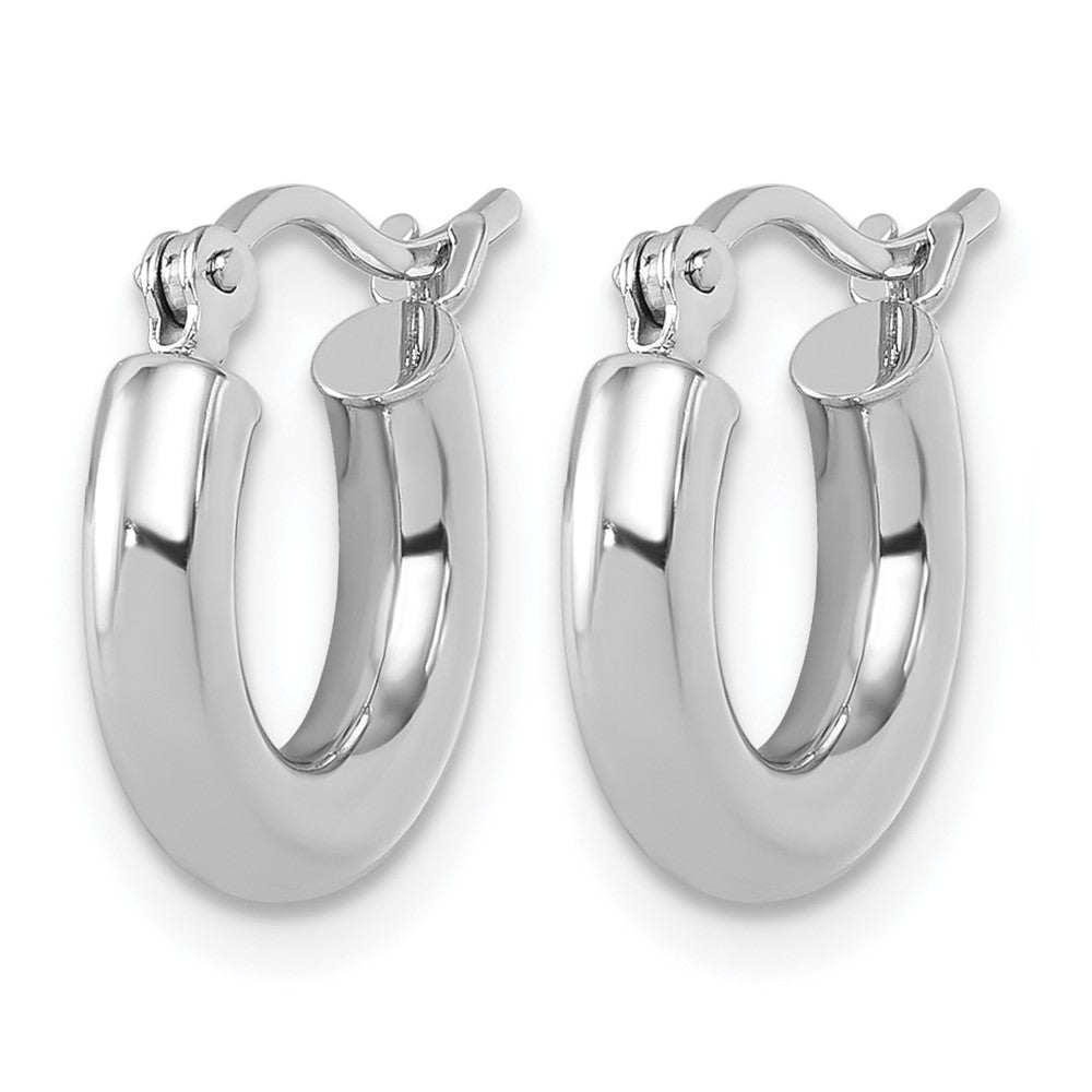 14K White Gold Polished 3mm Hoop Earrings