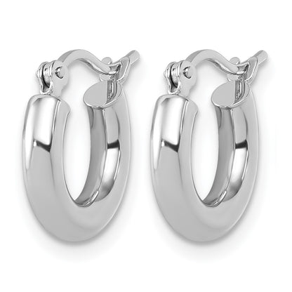 14K White Gold Polished 3mm Hoop Earrings