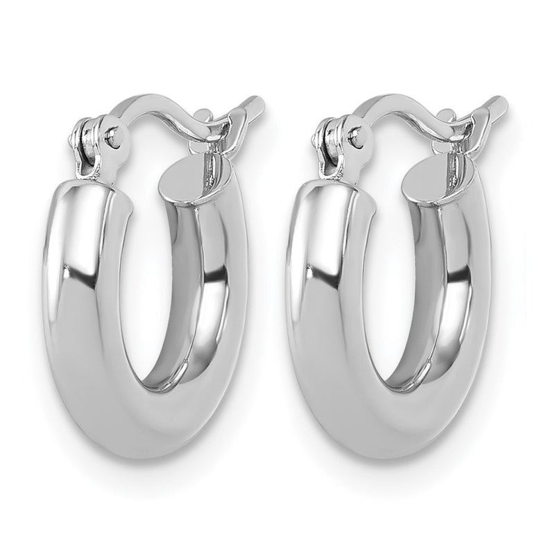 14K White Gold Polished 3mm Hoop Earrings