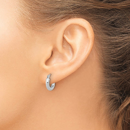14K White Gold Polished 3mm Hoop Earrings