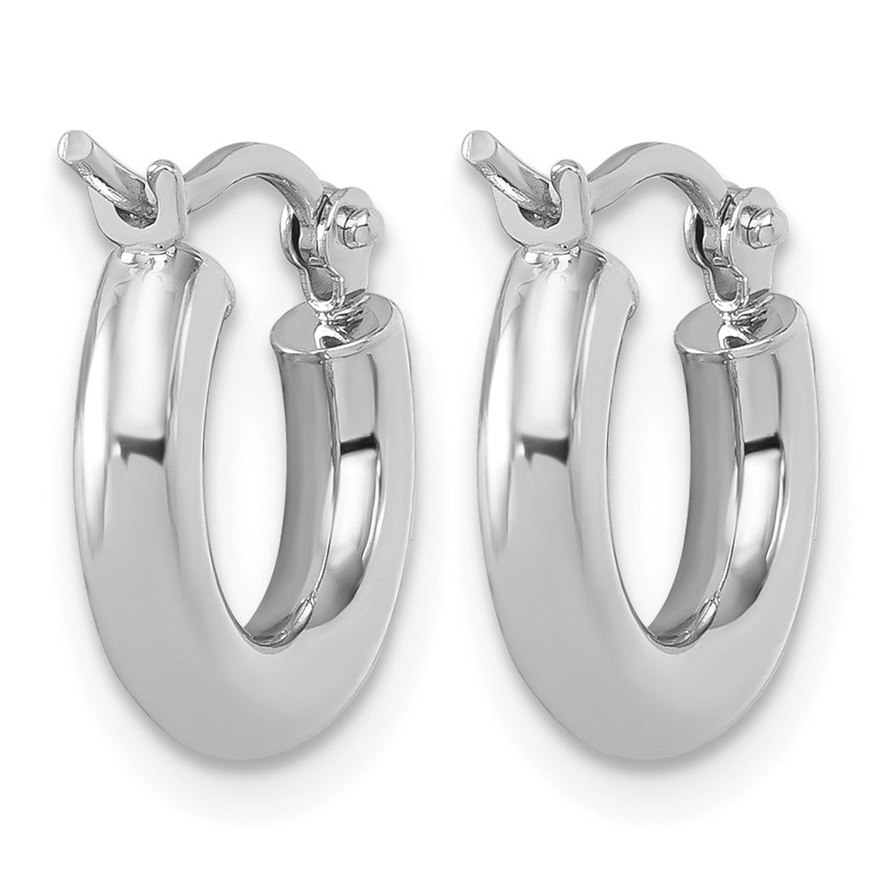 14K White Gold Polished 3mm Hoop Earrings