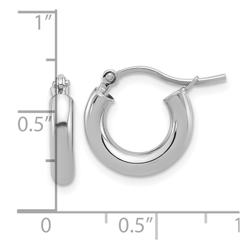 14K White Gold Polished 3mm Hoop Earrings
