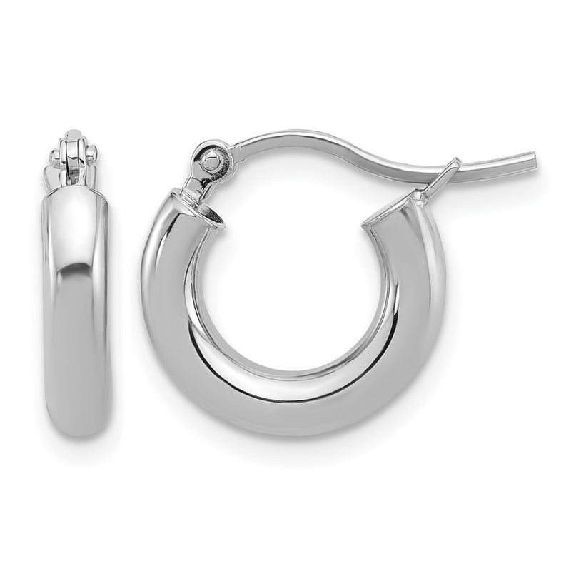 14K White Gold Polished 3mm Hoop Earrings