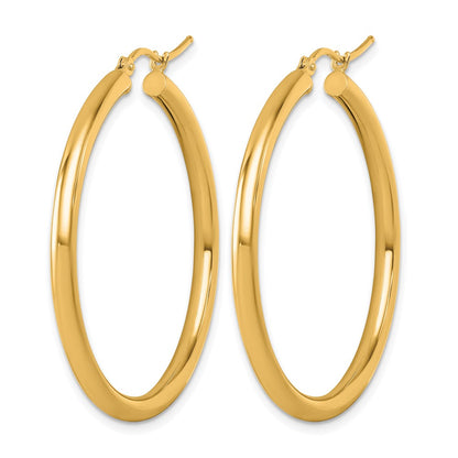 14K Yellow Gold Polished 3mm Hoop Earrings