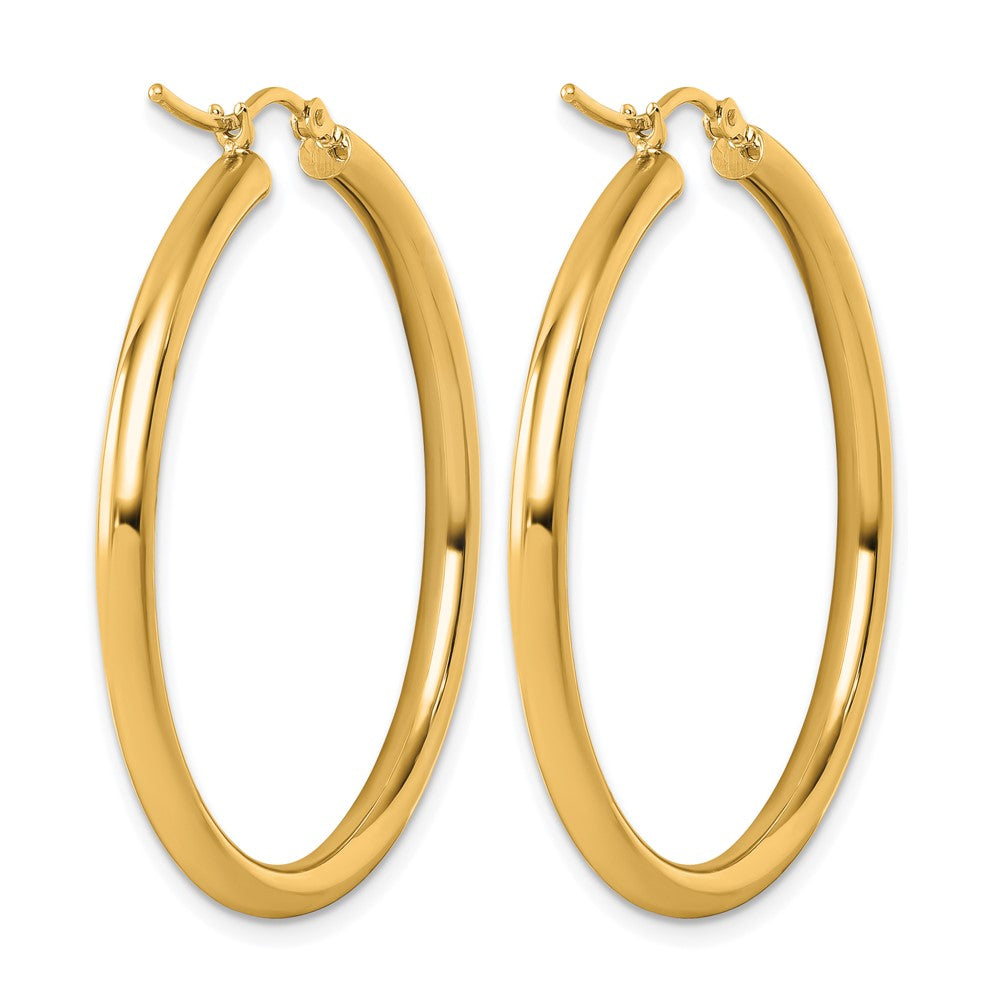 14K Yellow Gold Polished 3mm Hoop Earrings