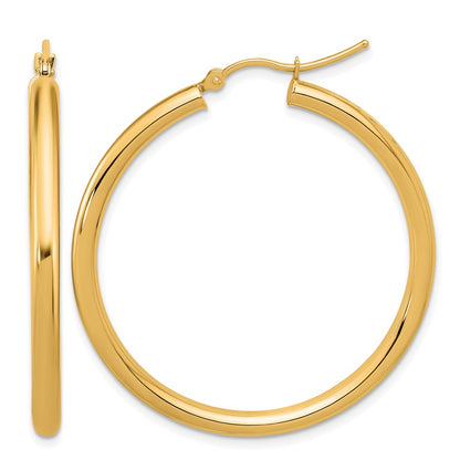 14K Yellow Gold Polished 3mm Hoop Earrings